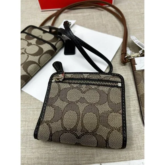 Coach Signature Logo Print Brown Lanyard Wallet & Pouch - Picture 12 of 13
